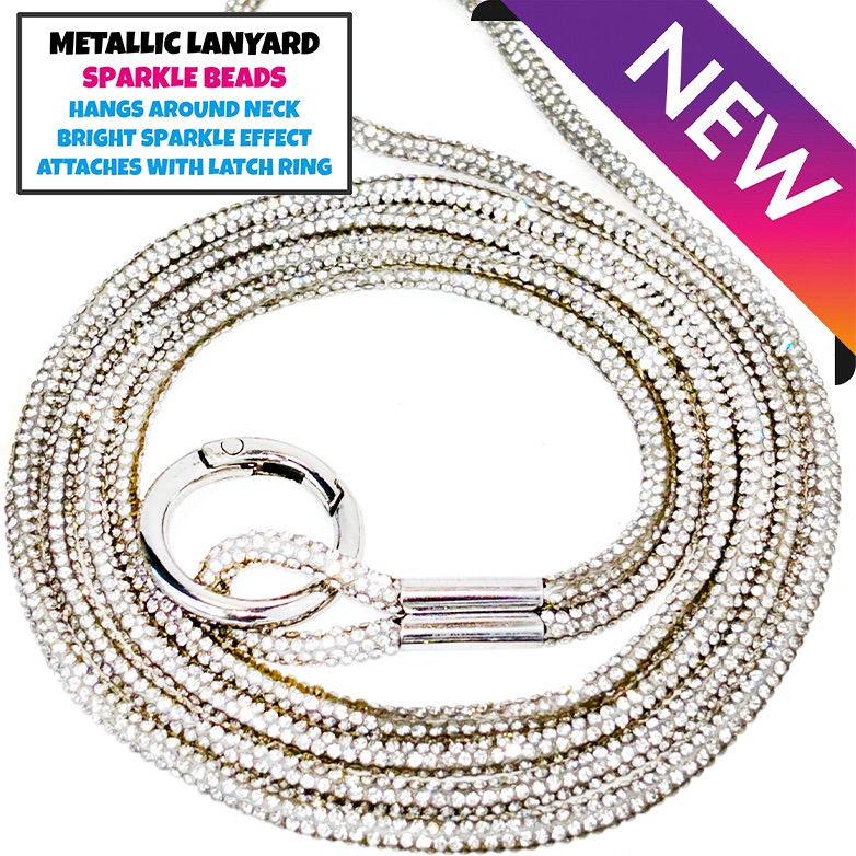 Metallic Sparkle Lanyard Key Holder Silver